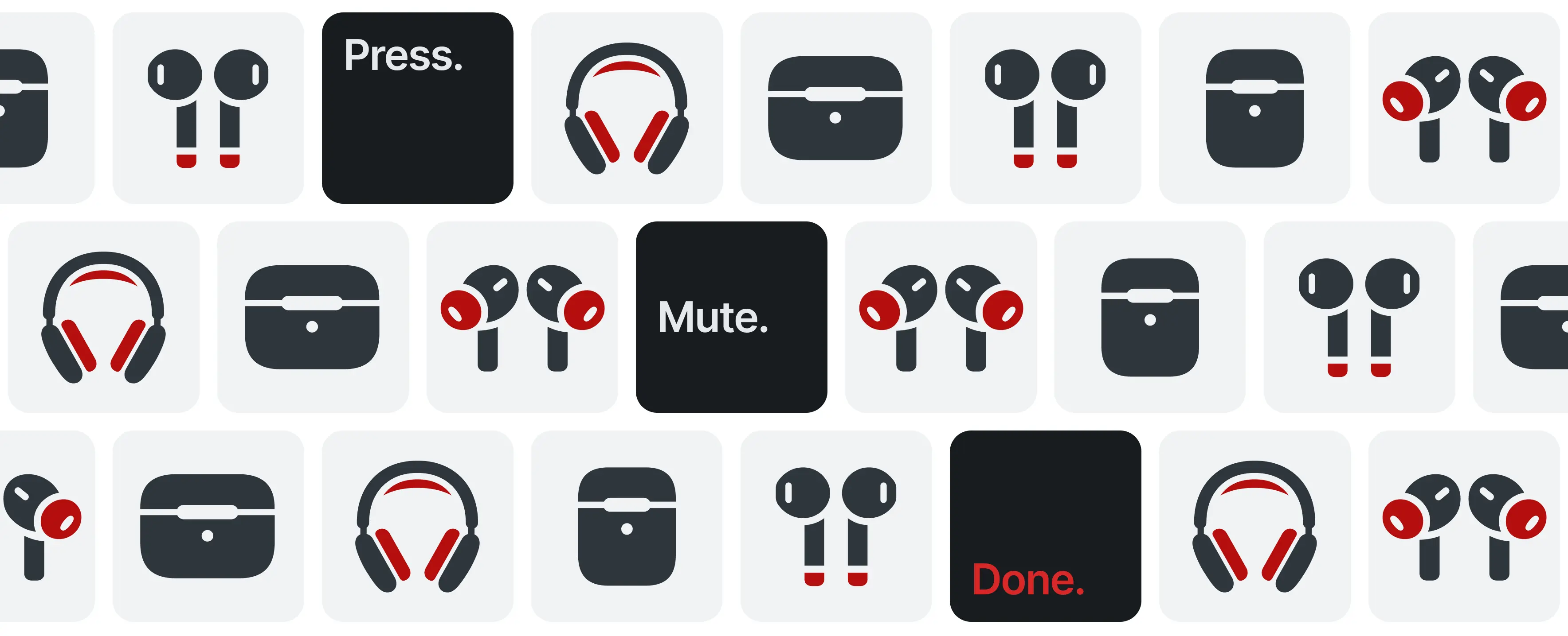 Different styles of key for Stream Deck mute, unmute, and toggle keys