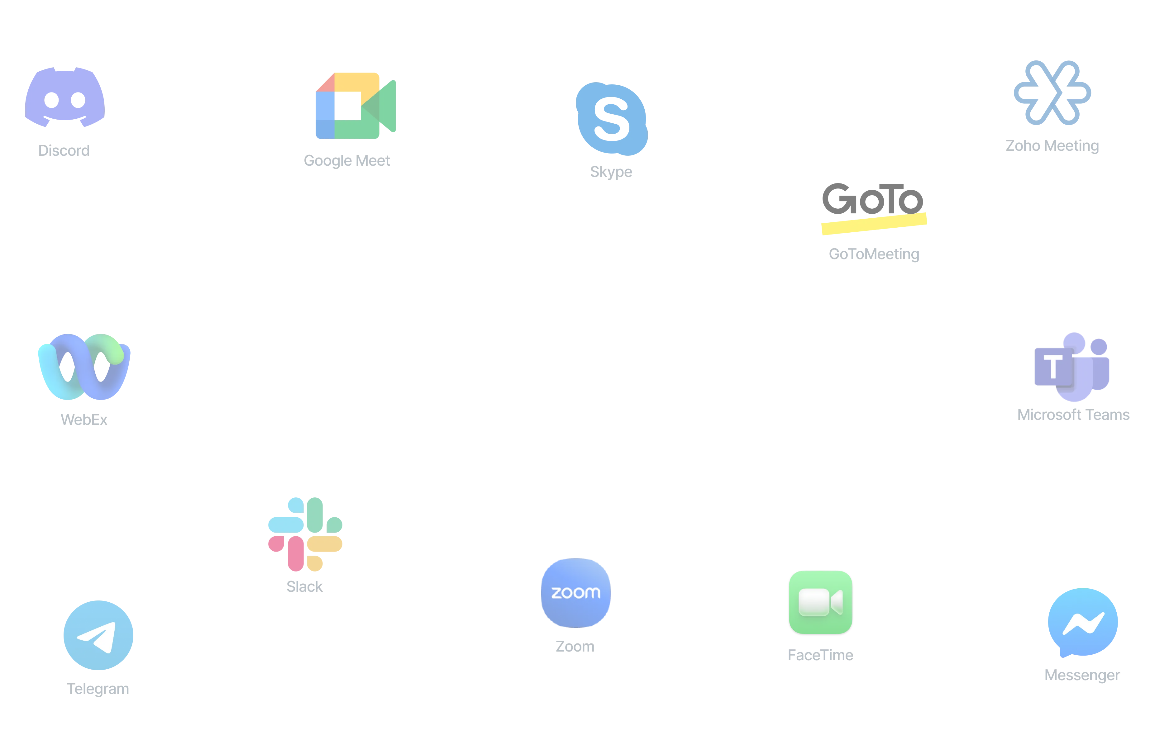 Logos of popular webconferencing apps that work with Mic Drop