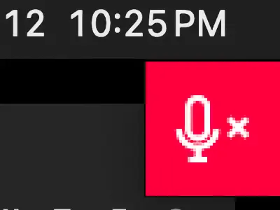 Logi Options+ Red Mic icon overlayed onto a small section of macOS UI