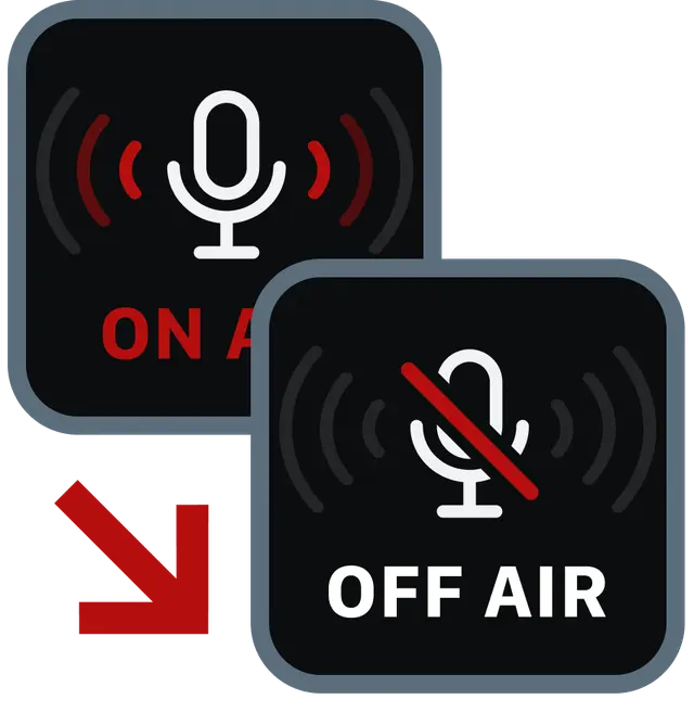 A mute toggle key for Stream Deck that changes based on the current mute state