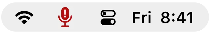 Mac menu bar with Mic Drop’s microphone icon shown in red, indicating a mute error